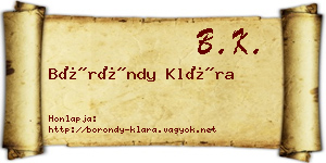 Böröndy Klára névjegykártya