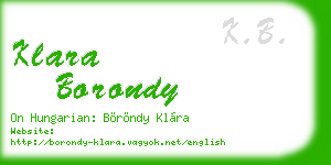 klara borondy business card