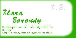 klara borondy business card